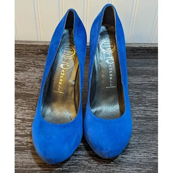 Jeffrey Campbell Women's Blue Suede Platform Heels Size 8 - Picture 2 of 7